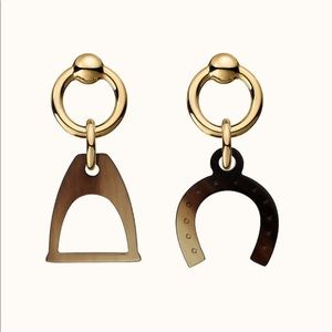 Hermes Equestre Horn Gold Earrings